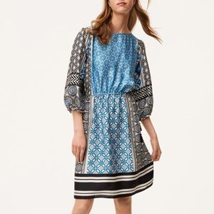 ANN TAYLOR LOFT XSP OCEAN MOSAIC TASSEL DRESS